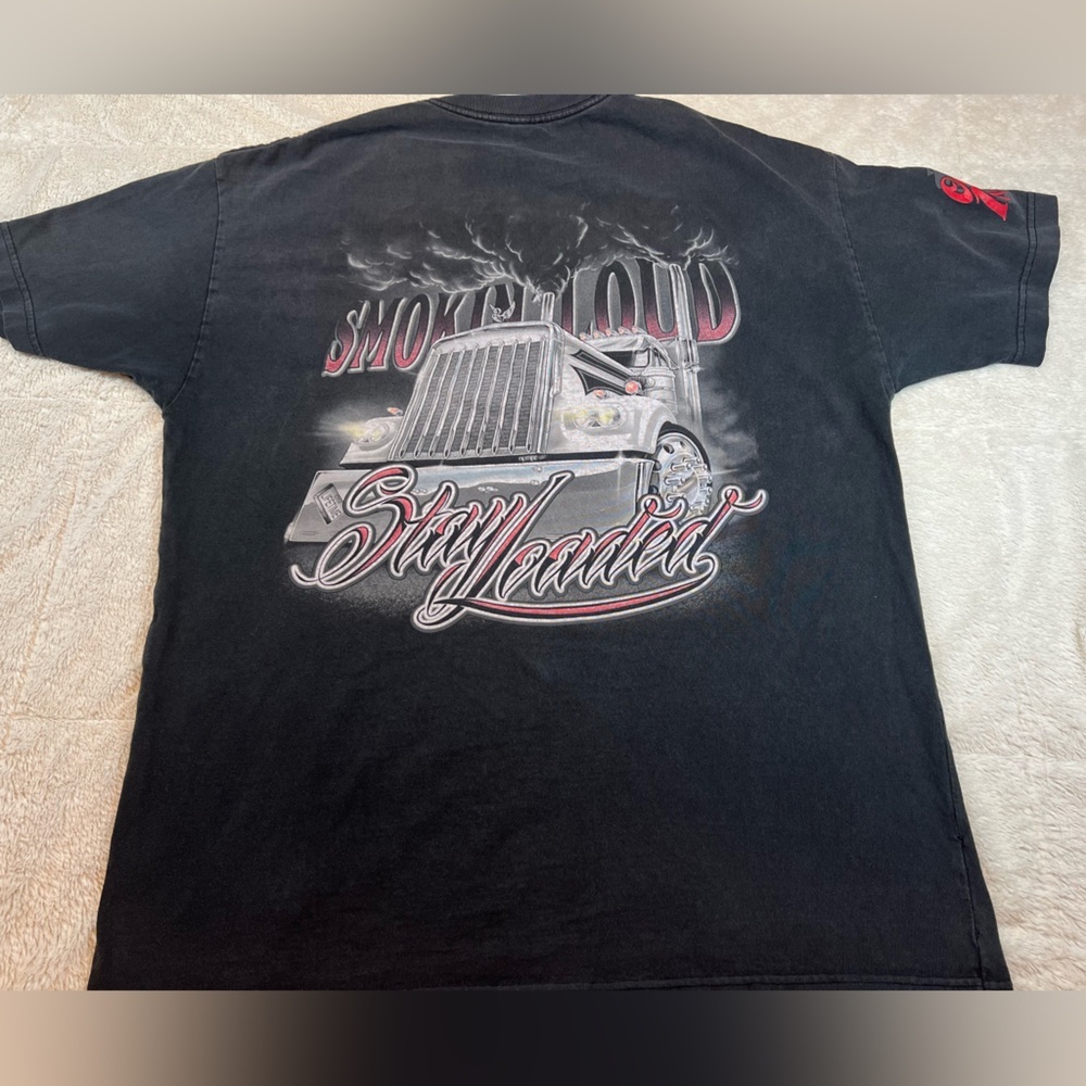 Mens XL Trucker Semi SoCal Vibe Black Faded Short Sleeve Streetwear T Shirt